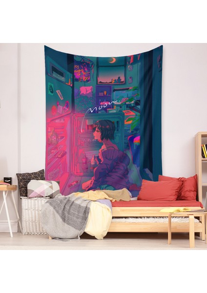 Anime Goblen Estetik Sanat Ev Arka Plan Kumaş Dekor Hediye Boho Goblen Oturma Odası Yatak Odası Dekoru Için (614-29, 39X59 Inç) (Yurt Dışından)