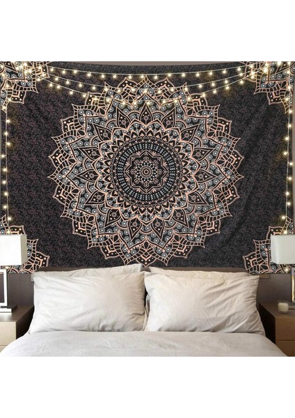 Siyah Mandala Goblen Duvar Asılı Psychedelic Duvar Goblen Estetik Hint Hippi Duvar Dekoru Bohem Duvar Sanatı Boho Ev Dekorasyonu Yatak Odası, Oturma Odası, Yurt - 59"x 79" (Yurt Dışından)