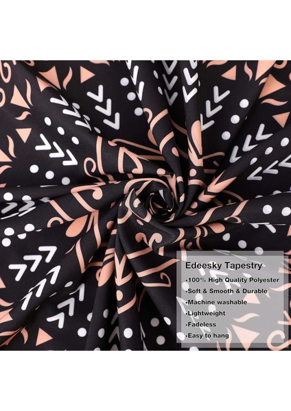 Siyah Mandala Goblen Duvar Asılı Psychedelic Duvar Goblen Estetik Hint Hippi Duvar Dekoru Bohem Duvar Sanatı Boho Ev Dekorasyonu Yatak Odası, Oturma Odası, Yurt - 59"x 79" (Yurt Dışından)