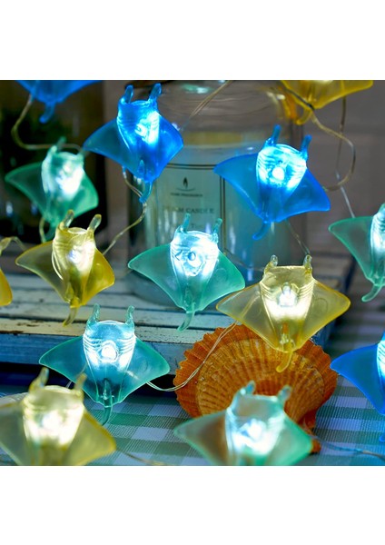 Deniz Yaşamı Dekor Okyanus Balığı Manta Ray Dize Işıklar Kapalı Açık Hava Deniz Teması Okyanus Plaj Dekoratif Işıklar Sevimli Deniz Yaşamı Peri Işıkları 30LED 10FT Yatak (Yurt Dışından)