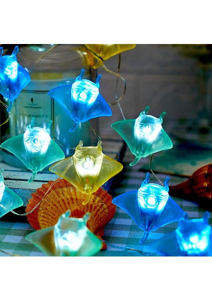 Deniz Yaşamı Dekor Okyanus Balığı Manta Ray Dize Işıklar Kapalı Açık Hava Deniz Teması Okyanus Plaj Dekoratif Işıklar Sevimli Deniz Yaşamı Peri Işıkları 30LED 10FT Yatak (Yurt Dışından)