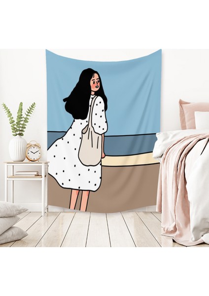 Kız Çift Küçük Taze Goblen Estetik Sanat Ev Arka Plan Kumaş Dekorasyon Hediye Havuz Goblen Oturma Odası Yatak Odası Dekorasyonu (LY006, 71 x 91 Inç) (Yurt Dışından) fiyatları