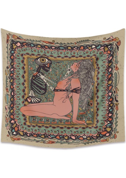 Kafatası Çiçek Kız Goblen Ev Goblen Estetik Sanat Ev Arka Plan Kumaş Dekorasyon Hediye Havuz Goblen Oturma Odası Yatak Odası Dekorasyonu (GT330013, 29 x 38 Inç) (Yurt Dışından)