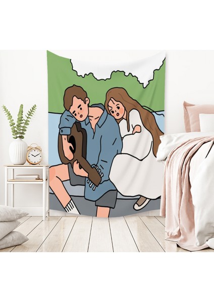 Kız Çift Küçük Taze Goblen Estetik Sanat Ev Arka Plan Kumaş Dekorasyon Hediye Havuz Goblen Oturma Odası Yatak Odası Dekorasyonu (LY023, 39 x 59 Inç) (Yurt Dışından) fiyatları