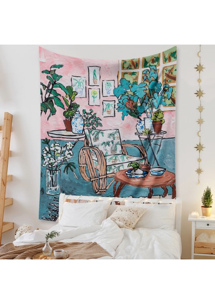 Botanik Boho Ev Goblen Estetik Sanat Ev Arka Plan Kumaş Süsleme Hediye Mandala Goblen Süsleme (ZJ825-58, 71 x 91 Inç) (Yurt Dışından)