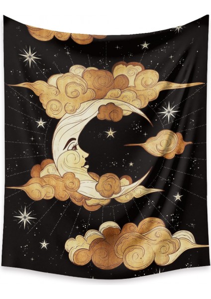 Tarot Ay Goblen Duvar Asılı Altın Yıldızlı Yıldızlar Yatak Odası Için Goblen Ay ve Bulut Duvar Goblen Oturma Odası Ev Yurt Dekoru Için Estetik Ay Goblen (GT320000, 51 x 59 Inc) (Yurt Dışından)