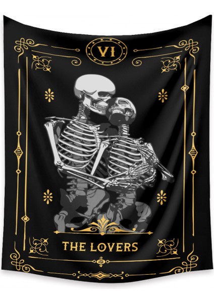 Kafatası Tarot Goblen Estetik Sanat Ev Arka Plan Kumaş Süsleme Hediye Havuz Goblen Oturma Odası Yatak Odası Süsleme (Sevgili, 39 x 59 Inç) (Yurt Dışından)