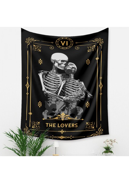 Kafatası Tarot Goblen Estetik Sanat Ev Arka Plan Kumaş Süsleme Hediye Havuz Goblen Oturma Odası Yatak Odası Süsleme (Sevgili, 39 x 59 Inç) (Yurt Dışından)
