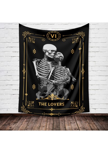 Kafatası Tarot Goblen Estetik Sanat Ev Arka Plan Kumaş Süsleme Hediye Havuz Goblen Oturma Odası Yatak Odası Süsleme (Sevgili, 39 x 59 Inç) (Yurt Dışından)