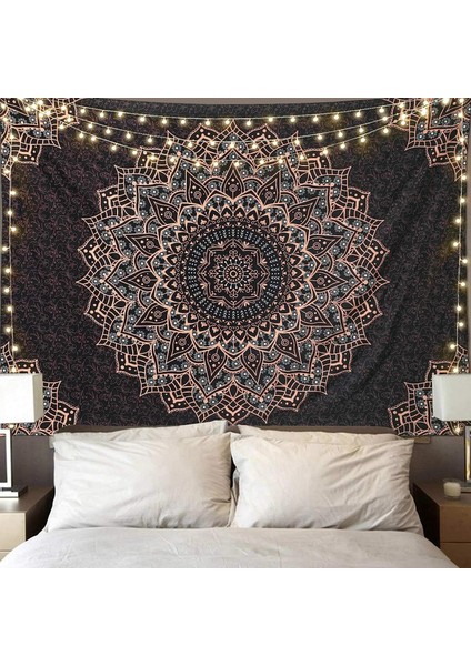 Siyah Mandala Goblen Duvar Asılı Psychedelic Duvar Goblen Estetik Hint Hippi Duvar Dekoru Bohem Duvar Sanatı Boho Ev Dekorasyonu Yatak Odası, Oturma Odası, Yurt - 51"x 59" (Yurt Dışından)