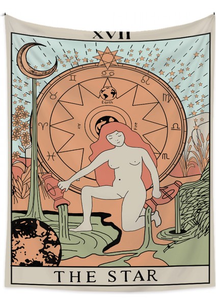 Bohem Goblen Estetik Sanat Ev Arka Plan Kumaş Süsleme Hediye Tarot Goblen Oturma Odası Yatak Odası Süsleme (QY414-1, 71 x 91 Inç) (Yurt Dışından)