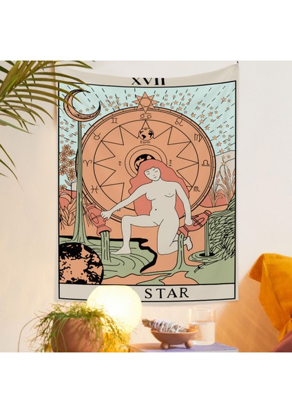 Bohem Goblen Estetik Sanat Ev Arka Plan Kumaş Süsleme Hediye Tarot Goblen Oturma Odası Yatak Odası Süsleme (QY414-1, 71 x 91 Inç) (Yurt Dışından)