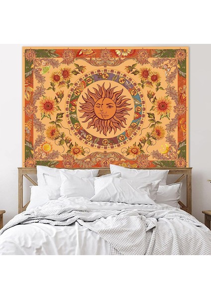 Sarı Güneş ve Ay Goblen Vintage Indie Boho Goblen Duvar Asılı Ayçiçeği Kelebek Güve Takımyıldızı Estetik Duvar Halıları(Turuncu, 60'' × 80'') (Yurt Dışından)