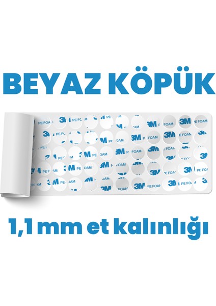 Çok Güçlü Akrilik Köpük Bant 100 Adet Hazır Kesim 20MM Çap