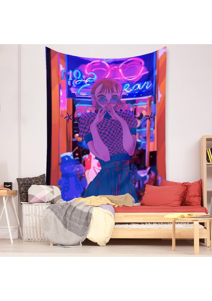 Anime Goblen Estetik Sanat Ev Arka Plan Kumaş Dekor Hediye Boho Goblen Oturma Odası Yatak Odası Dekoru Için (614-27, 71X91 Inç) (Yurt Dışından) modelleri