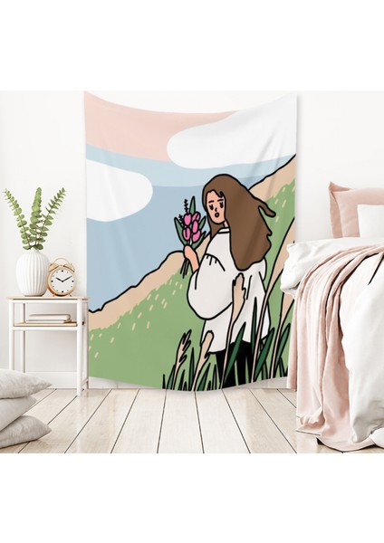 Kız Çift Küçük Taze Goblen Estetik Sanat Ev Arka Plan Kumaş Dekorasyon Hediye Havuz Goblen Oturma Odası Yatak Odası Dekorasyonu (LY012, 29 x 38 Inç) (Yurt Dışından) fiyatları