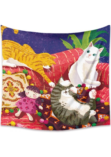 Goblen Estetik Sanat Ev Arka Plan Kumaş Dekor Hediye Sevimli Kedi Girly Oturma Odası Yatak Odası Dekor Için Küçük Taze Goblen (4, 59 x 79 Inç) (Yurt Dışından)