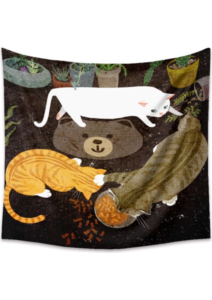 Goblen Estetik Sanat Ev Arka Plan Kumaş Dekor Hediye Sevimli Kedi Girly Oturma Odası Yatak Odası Dekor Için Küçük Taze Goblen (3, 39 x 59 Inç) (Yurt Dışından)