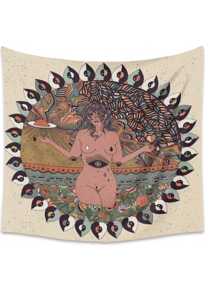 Kafatası Çiçek Kız Goblen Ev Goblen Estetik Sanat Ev Arka Plan Kumaş Dekorasyon Hediye Havuz Goblen Oturma Odası Yatak Odası Dekorasyonu (GT330020, 29 x 38 Inç) (Yurt Dışından)