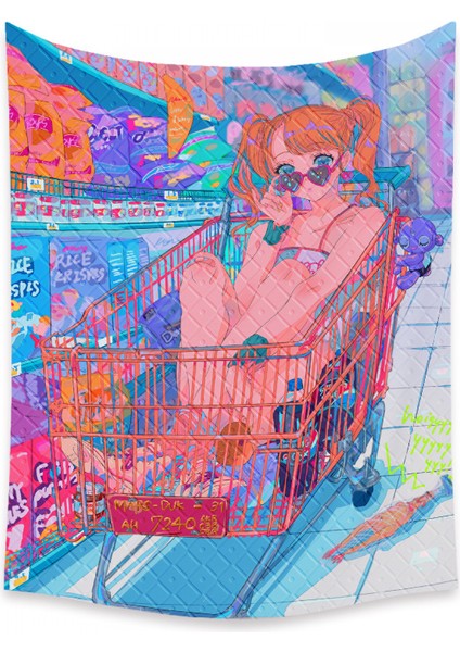 Anime Goblen Estetik Sanat Ev Arka Plan Kumaş Dekor Hediye Boho Goblen Oturma Odası Yatak Odası Dekoru Için (614-28, 71X91 Inç) (Yurt Dışından)