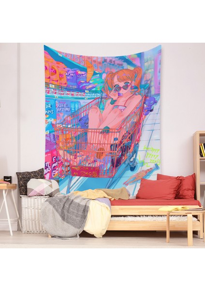 Anime Goblen Estetik Sanat Ev Arka Plan Kumaş Dekor Hediye Boho Goblen Oturma Odası Yatak Odası Dekoru Için (614-28, 71X91 Inç) (Yurt Dışından)