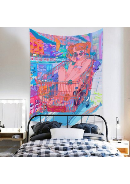 Anime Goblen Estetik Sanat Ev Arka Plan Kumaş Dekor Hediye Boho Goblen Oturma Odası Yatak Odası Dekoru Için (614-28, 71X91 Inç) (Yurt Dışından)
