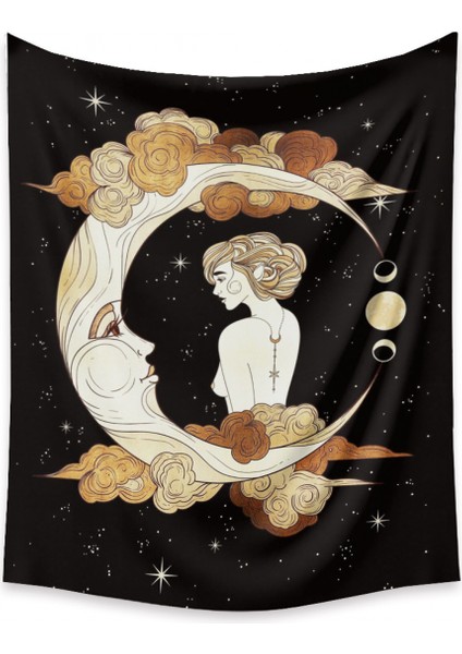 Tarot Ay Goblen Duvar Asılı Altın Yıldızlı Yıldızlar Yatak Odası Için Goblen Ay ve Bulut Duvar Goblen Oturma Odası Ev Yurt Dekoru Için Estetik Ay Goblen (GT320001, 51 x 59 Inc) (Yurt Dışından)