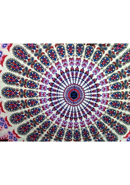Hippi Bohem Psychedelic Altın Mavi Tavuskuşu Mandala Duvar Asılı Yatak Goblen (Pembe Mavi, Boyut: 51,2" x 59,1") (Yurt Dışından)