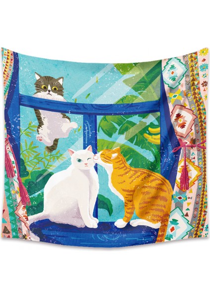 Goblen Estetik Sanat Ev Arka Plan Kumaş Dekor Hediye Sevimli Kedi Girly Oturma Odası Yatak Odası Dekor Için Küçük Taze Goblen (2, 59 x 79 Inç) (Yurt Dışından)