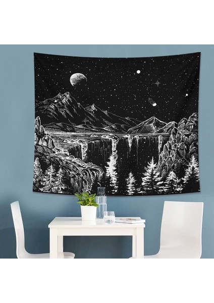 Yıldızlı Gece Goblen Dağ Goblen Ay ve Yıldızlar Goblen Siyah ve Beyaz Duvar Goblen Yatak Odası Oturma Odası Yurt Dekor Için - 51X59 Inç (Yurt Dışından) modelleri