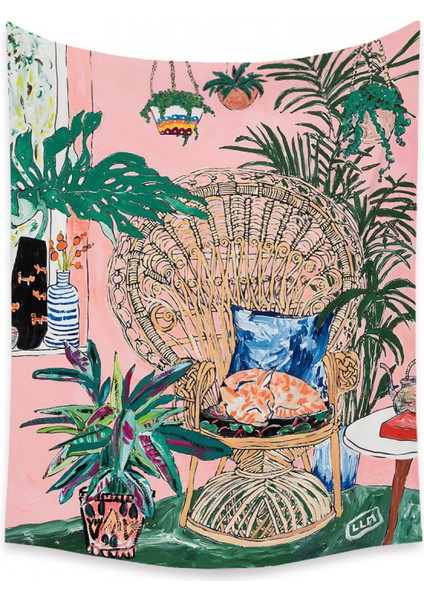 Botanik Boho Ev Goblen Estetik Sanat Ev Arka Plan Kumaş Süsleme Hediye Mandala Goblen Süsleme (ZJ825-57, 51 x 59 Inç) (Yurt Dışından)