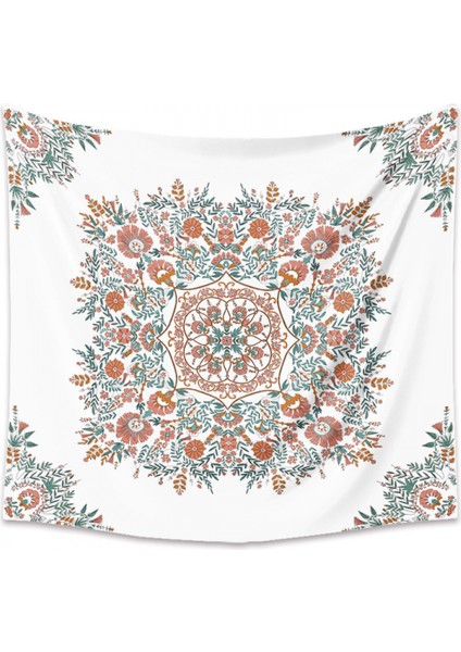 Boho Goblen Duvar Asılı, Mandala Çiçek Madalyon Hippi Goblen, Açık Kahverengi Estetik Çelenk Tasarımı, Yatak Odası Ev Yurt Için Krem Duvar Dekor Battaniye (Yurt Dışından)