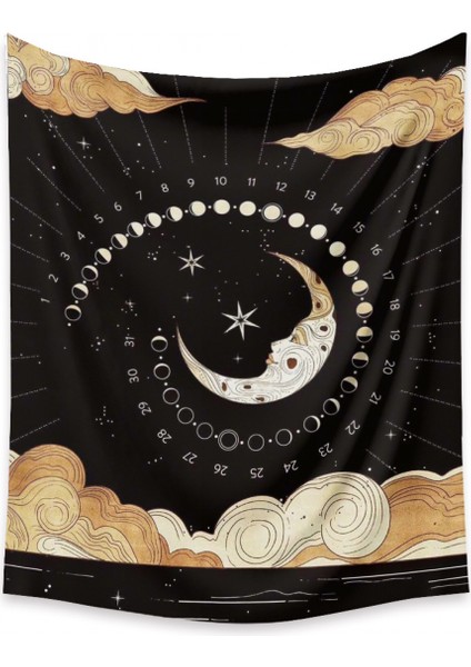 Tarot Ay Goblen Duvar Asılı Altın Yıldızlı Yıldızlar Yatak Odası Için Goblen Ay ve Bulut Duvar Goblen Oturma Odası Ev Yurt Dekoru Için Estetik Ay Goblen (GT320005, 39 x 59 Inc) (Yurt Dışından)