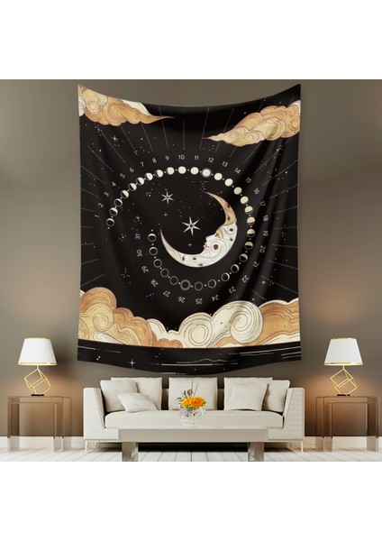 Tarot Ay Goblen Duvar Asılı Altın Yıldızlı Yıldızlar Yatak Odası Için Goblen Ay ve Bulut Duvar Goblen Oturma Odası Ev Yurt Dekoru Için Estetik Ay Goblen (GT320005, 39 x 59 Inc) (Yurt Dışından)