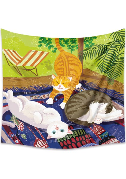 Goblen Estetik Sanat Ev Arka Plan Kumaş Dekor Hediye Sevimli Kedi Girly Oturma Odası Yatak Odası Dekor Için Küçük Taze Goblen (1, 71 x 91 Inç) (Yurt Dışından)