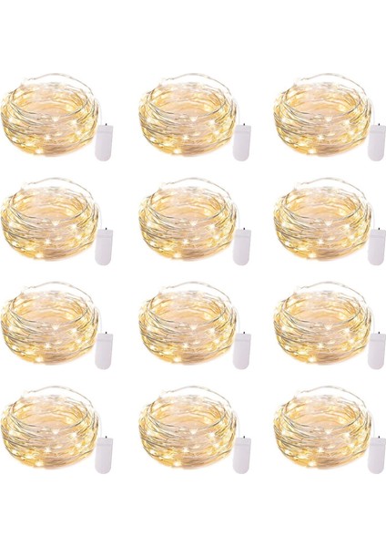12 Paket LED Peri Işıkları Pille Çalışan Dize Işıklar Su Geçirmez Gümüş Tel 7 Ayaklar Dıy Düğün Parti Yatak Odası Veranda Noel Için 20 LED Ateşböceği Yıldızlı Ay Işıkları (Yurt Dışından)