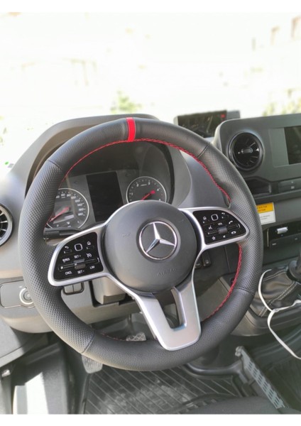 Volkwagen Golf F1 Vitesli Kirmizi Yüzüklü Deri Direksiyon Kılıfı