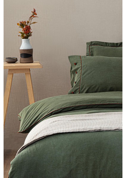 Havin Yeşil Çift Kişilik %100 Organik Pamuk Saten Parça Boyalı Nevresim Takımı fiyatları