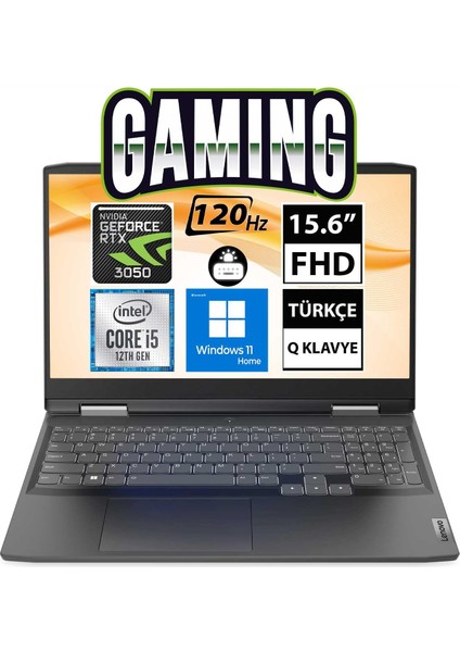 Ideapad Gaming 3 82S9011VTX I5-12450H 8gb 512SSD RTX3050 15.6" Fullhd W11H Taşınabilir Bilgisayar