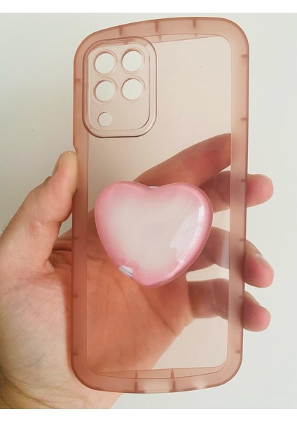 Samsung Galaxy M33 Kamera Korumalı Popsocketli Pembe Kılıf