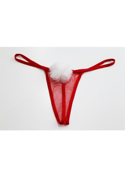 Yılbaşı Özel Kutusunda 2li Noel Seti - Kırmızı Boxer Ponponlu Tanga modelleri