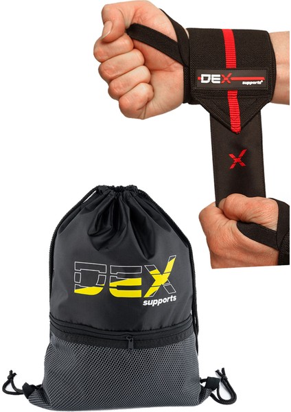 Dex Supports Elite Wrist Wraps Spor Bileklik, Sackpack Spor Çanta 2'li Set