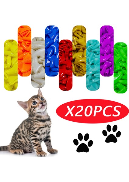 Açık Pembe Xs 20 Adet Çizilmez Silikon Yumuşak Kedi Tırnak Kapakları / Kedi Pençe Pençesi / Evcil Hayvan Tırnak Koruyucusu / Kedi Tırnak Kapağı Tutkal ve Aplikatör ile (Yurt Dışından) fiyatları