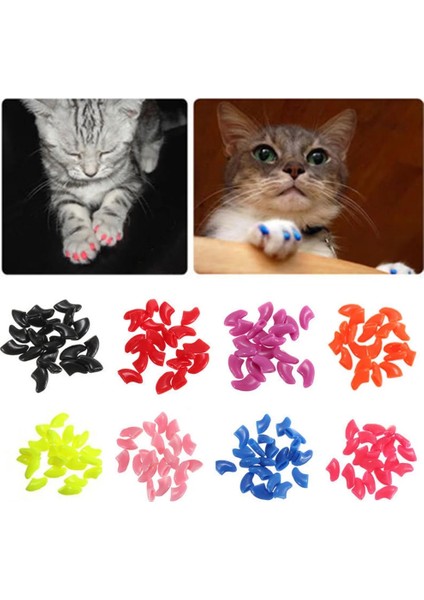 Pembe S 20 Adet Silikon Yumuşak Köpek Kedi Tırnak Kapak Kediler Pençe Pençe Pet Tırnak Koruyucu Kedi Tırnak Kapak Ücretsiz Tutkal ile Pet Malzemeleri (Yurt Dışından) modelleri