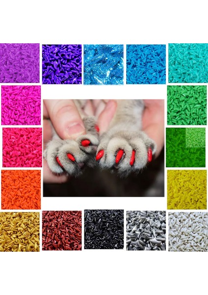 Mavi L Yeni Moda Renkli Kedi Tırnak Kapakları Yumuşak Kedi Pençesi Yumuşak Paws 20 Adet/grup Ücretsiz Yapışkan Tutkal ile Boyut Xs S M Lgift Pet Için (Yurt Dışından)