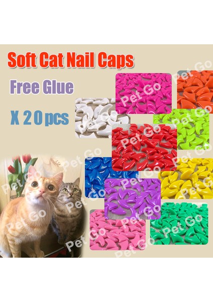 Menekşe S Yeni Moda Renkli Kedi Tırnak Kapakları Yumuşak Kedi Pençe Yumuşak Paws 20 Adet/Grup Yapışkan Tutkal İle Boyut Xs S M Lgift Evcil Hayvan Için (Yurt Dışından)