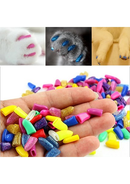 100PCS23CAT M 100 Adet Yeni Moda Renkli Kedi Tırnak Kapakları Kediler Için Yumuşak Pençe Yumuşak Paws Anti-Scratch Kedi Aksesuarları Ücretsiz Yapıştırıcı Tutkal (Yurt Dışından)