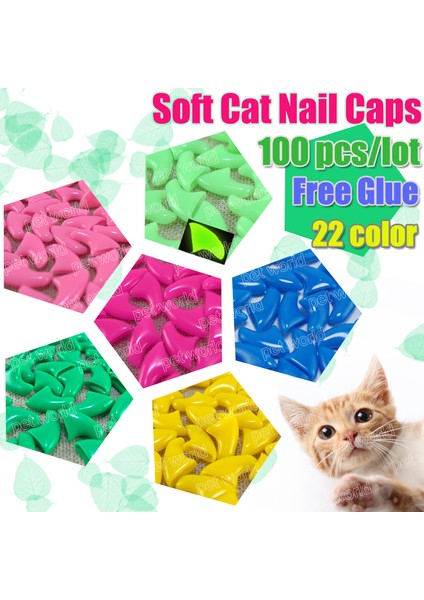 Menekşe Parıltı M 100 Adet/grup Yumuşak Kedi Pet Tırnak Kapakları Kontrol Evcil Hayvanlar Silikon Tırnak Koruyucu Kedi Pençeleri Paws Ücretsiz Yapışkan Tutkal Boyut Xs S M L (Yurt Dışından)