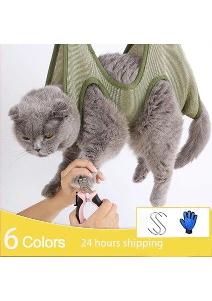 Yeşil 2-6 kg Kedi Bakım Tırnak Kesme Anti Scratch Bite Sabit Çanta Banyo Kırpma Kısıtlama Çantası Pet Güzellik Hamak Asılı Pet Malzemeleri (Yurt Dışından) fiyatları