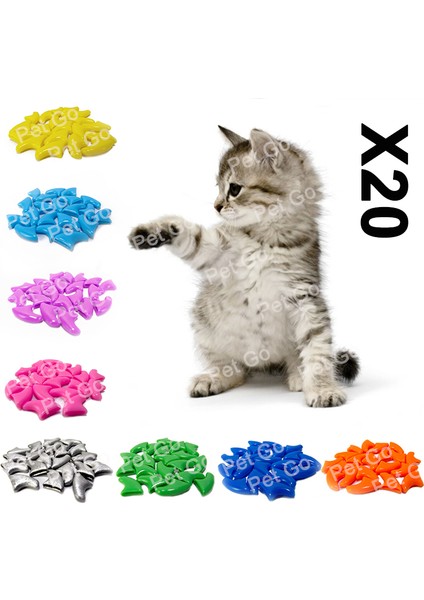 Beyaz S 20 Adet Yumuşak Kedi Tırnak Kapakları / Kedi Tırnak Kapağı / Pençe Pençesi / Ücretsiz Tutkal ve Aplikatör ile Pet Silikon Tırnak Koruyucu / Boyut Xs S M L (Yurt Dışından)